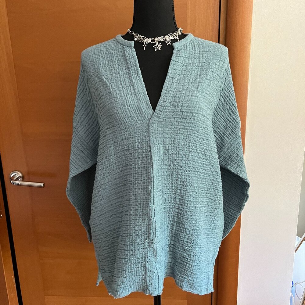 Zara Puckered Cotton Gauze Relaxed Oversized Tunic Style Top Size XS/S NWT